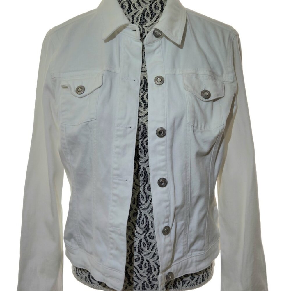 🤍White Denim Jacket by BACCINI  Size M